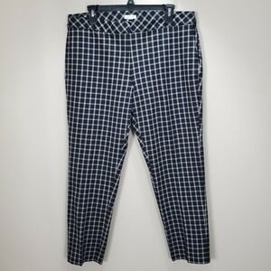 J Jill Premium bi-stretch black white flat front dress pant geometric ankle 14